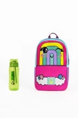 Benetton Gökkuşağı Desenli Okul Seti(İlkokul Çantası, Yeşil Matara) - 1