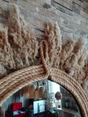 Gerçek Pampas Otu Güneş Ayna Lüks Bohem Jüt Halat Çerçeve İskandina ve Boho Duvar Dekoru - 7