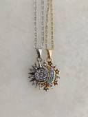 Güneş Ay Mıknatıslı Çelik Sevgili Kolyesi Aksesuar - 1