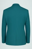 Petrol Yeşili Erkek Blazer Ceket – Esnek Comfort Kumaş, Slim Fit İtalyan Kesim Tek Düğmeli Model thumbnail 2