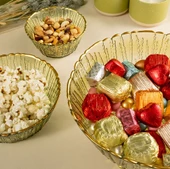 Fecra Rita 3'lü Cam Kase Seti Yeşil Altın Fileli - 6