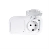Byes Sıva Üstü Nemliyer Anahtar + Kapaklı Priz IP44 ( 2 ADET ) thumbnail 2