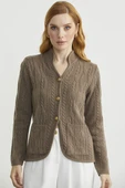 Hakim Yaka Cepli Yün Triko Ceket - Sütlü Kahve thumbnail 2