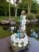 El Yapımı Deniz Kabuğu Şelale Masa Dekoru  Kristal Reçine Su Efektli Kıyı Temalı Heykel  Lüks Ev Hediyesi - 1