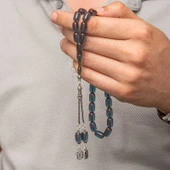 Gümüş Püsküllü Kapsül Kesim Sıkma Kehribar Tesbih SL12600 thumbnail 3