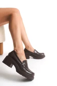 K-706 Kahve Kırışık Rugan Yüksek Tabanlı Loafer Ayakkabı - 3