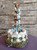 El Yapımı Deniz Kabuğu Şelale Masa Dekoru  Kristal Reçine Su Efektli Kıyı Temalı Heykel  Lüks Ev Hediyesi - 4