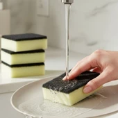 Technow Klasir Ekonomik 9 x 7 cm Sarı Siyah Düz Bulaşık Süngeri thumbnail 4