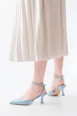 ST-004 Bebe Mavi Rugan Günlük 7 cm Topuklu Bayan Ayakkabı thumbnail 1