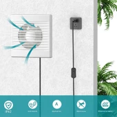 Banyo Wc Mutfak Büro Aspiratörü Elektrikli 100 mm Havalandırma Fan Kirli Hava Kötü Koku Egzoz Fanı thumbnail 3