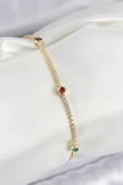 Pirinç Zirkon Taşlı Asorti Model Gold Renk Kadın Bilekilk - TJ-BB7664 - 1
