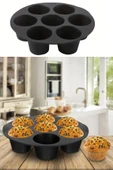 NACTUMU 7 Gözlü Silikon Airfryer Kek ve Çörek Pişirme Kalıbı, Muffin Cupcake Yapma İçin Çok Amaçlı thumbnail 2