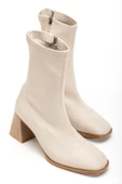 Bej Topuklu Fermuarlı Kadın Bot thumbnail 8