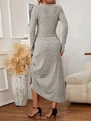 MDB Kadın Uzun Kollu önden Düğmeli Bluz Ve Yüksek Bel A Kesim Uzun Etek şardonlu Kaşkorse Ikili Takım thumbnail 3