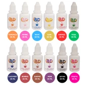 BD 12'li Sıvı Gıda Boyası Seti – 20 ml (Turuncu, Pembe, Mavi, Sarı, Yeşil, Kırmızı, Lacivert, Bordo, Kahve, Mor, Siyah, Fuşya) - 1