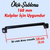 Mutfak Çekmece Mobilya Dolap Dolabı Kapak Kulpları Kulpu Kulbu 16 cm 160 mm Siyah Metal Kulp thumbnail 3