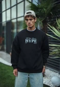 Üç İplik Bisiklet Yaka Baskılı SweatShirt - Siyah thumbnail 2