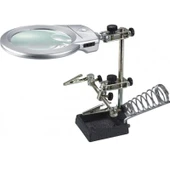Ayarlanabilir Başlıklı Elektronikçi Yardım Lehim Standı Ile Ledli Büyüteç - 3