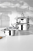 Nehir Silver Çelik 6 Parça Tabanlı Mini Tencere Seti - 1