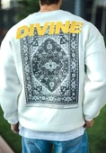 Kışlık Bisiklet Yaka Baskılı SweatShirt - Beyaz thumbnail 2