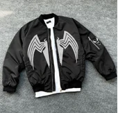 Tam Fermuarlı Uzun Kol Baskılı Bomber Ceket - Siyah thumbnail 4