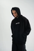 Kapşonlu Double Oversize Dijital Patchli SweatShirt - Siyah thumbnail 1