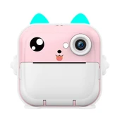 Anlık Termal Yazıcılı Dijital Çocuk Kamerası 2.0 Inc HD Şipşak Fotoğraf Makinesi AE110 Pembe thumbnail 1