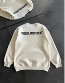 Kışlık Bisiklet Yaka Oversize Baskılı SweatShirt - Beyaz thumbnail 2