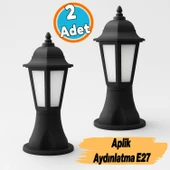 Sokak Bahçe Aplik Lamba Setüstü Aydınlatma Lale Bahçe Duvar Üstü Armatürü E27 Duy Siyah Plastik thumbnail 1