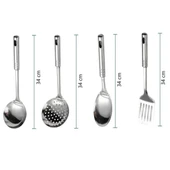 BUFFER® 4lü Çelik Kepçe,Süzgeç,Servis Kaşığı,Spatula Mutfak Yemek Hazırlama Servis Seti thumbnail 5