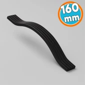 Mobilya Kulpu Çizgili Model Dayanıklı Uzun Ömürlü Modern Tasarım Siyah 160 mm Çizgili Metal thumbnail 1