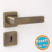 Oda Tipi Kapı Kolu Rozetli Antik Füme Sağ Sol Uygun Modern İç Kapı Kilitli 1 Takım thumbnail 1