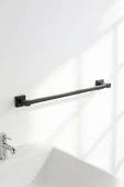 Siyah Yapışkanlı Uzun Havluluk – Kare Topuzlu, (Yapıştır/Vidala) Montajlı Dayanıklı Metal Askı - (S-101) - KTS thumbnail 4