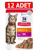 Hills biftek kedi konservesi 12adet adult yetişkin kedi yaş maması pouch thumbnail 1