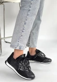 Ranu Siyah Cilt Paraşüt Detaylı Bağcıklı Spor Ayakkabı thumbnail 1