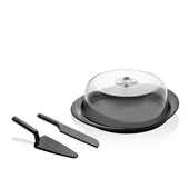 Akrilik Mat Siyah Kek Fanusu ve Servis Seti - 33 x 39 x 14 cm thumbnail 2