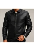 Premium Slim Fit Fermuarlı Basic Deri Ceket - 2