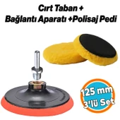 (3'lü Set) Sarı Renk Orta Sert Koyun Kuzu Postu Pedi Ø 125 mm Pasta Cila Polisaj Cırt Taban + M14 thumbnail 1