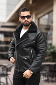 ERKEK BİKER RETRO İÇİ KÜRK KAPLI NAPA NUBUK DERİ CEKET - 5