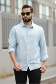 Oversize Keten Karışımlı Basic Salaş Gömlek - 8