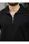 Oversize Bol Kalıp Fermuarlı Polo Yaka Tshirt - 12