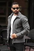 Erkek Yeni Trend Çift Fermuar Detay Basic Kaşe Ceket - Old Money Tarzı - 10