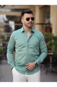 Süper Slim Fit (Dar Kalıp ) Gizli Düğmeli Pamuk Saten Gömlek - 7