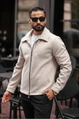 Erkek Yeni Trend Çift Fermuar Detay Basic Kaşe Ceket - Old Money Tarzı - 4