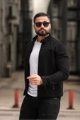 Yeni Sezon Erkek Premium Karbon Deri Slim Fit Mevsimlik Ceket - 11