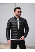 Slim Fit Deri Şişme Mont - 1