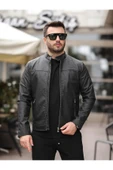 Yeni Sezon Erkek Premium Karbon Deri Slim Fit Mevsimlik Ceket - 2