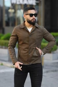 Erkek Slim Fit Deri Ceket - 9