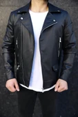 Slim Fit Biker Deri Ceket - 2