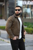 Erkek Slim Fit Deri Ceket - 8